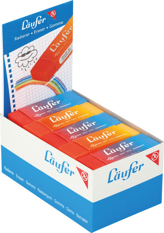 Laufer Radierer – für Bleistifte und Farbstifte – 65 × 12 × 21 mm – Kunststoff – sortiert – 2er-Pack