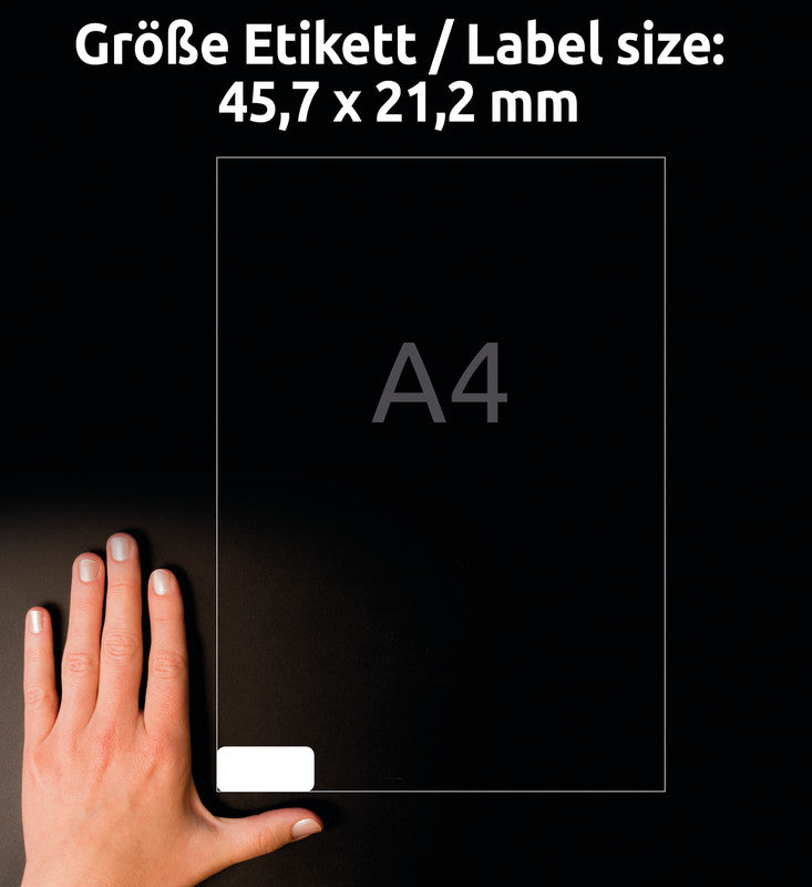 Avery Adressetiketten, 46 mm × 21 mm, weiss, Papier, permanent, 10 Blätter (480 Etiketten)
