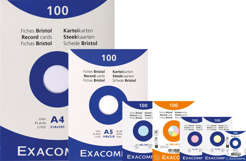 Exacompta Karteikarten A4 quer, blanko, weiss, 205 g/m², Karteikarton – 100 Stück