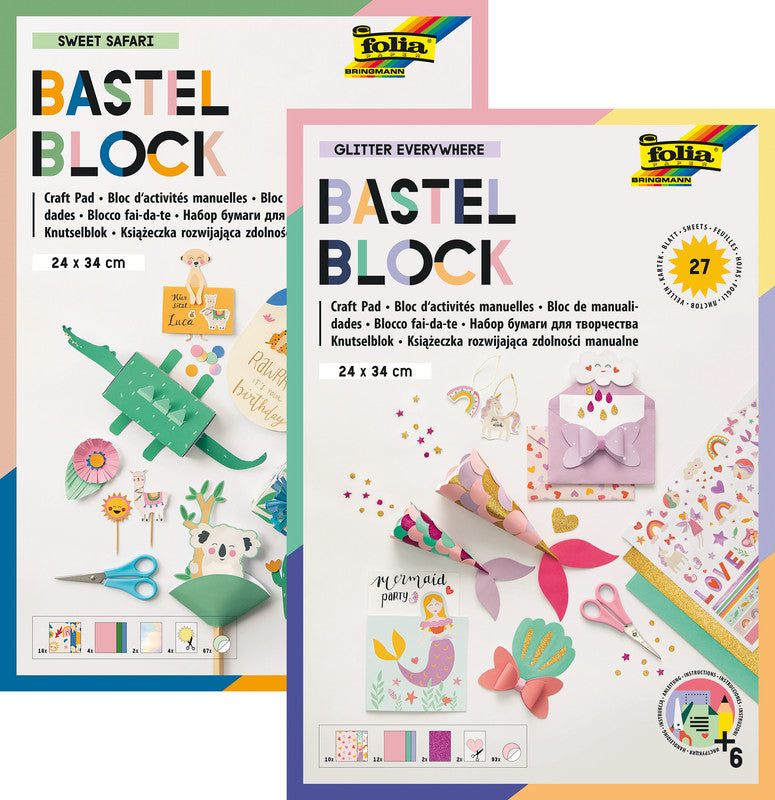 Folia Motivblock, Glitter Everywhere – 240 × 340 mm – sortiert – 27 Blatt