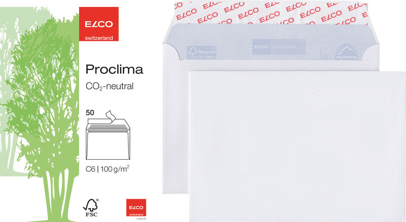Elco Couvert C5, ohne Fenster, selbstklebend, weiss, 100 g/m², mit Innendruck – 25 Stk.