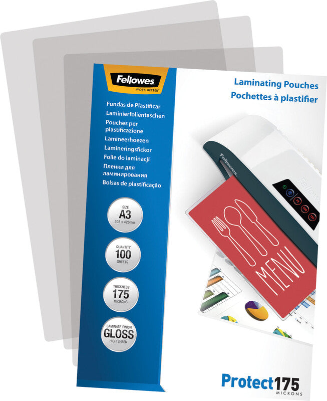 Fellowes Laminierfolien A3 – 175 µm, glänzend, 100 Stück
