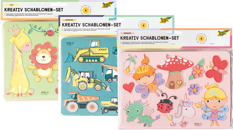 Folia Schablonen-Set – Zoo, Kunststoff, Grün, Set, 6-teilig, zum Basteln