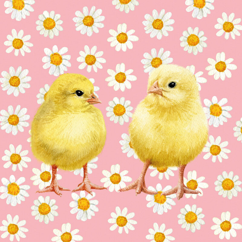 Ppd Servietten Hey Chick, mehrfarbig – 33 × 33 cm, 3-lagig, 1/4-Falz – 20 Stück