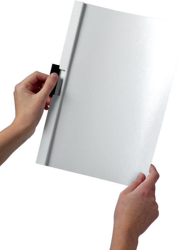 Durable Schnellhefter Duraclip 30 Plus – A4, PP, weiss, Metall-Deckleiste, Sichttasche, bis 30 Blatt