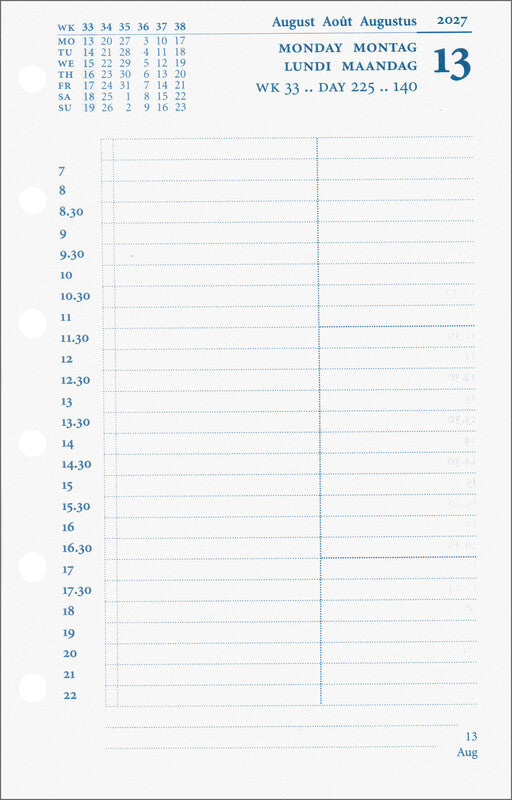 Succes Junior Jahresinhalt Kalender-Einlage – 1 Tag/Seite, 6-fach, 8 × 12,5 cm, 2027