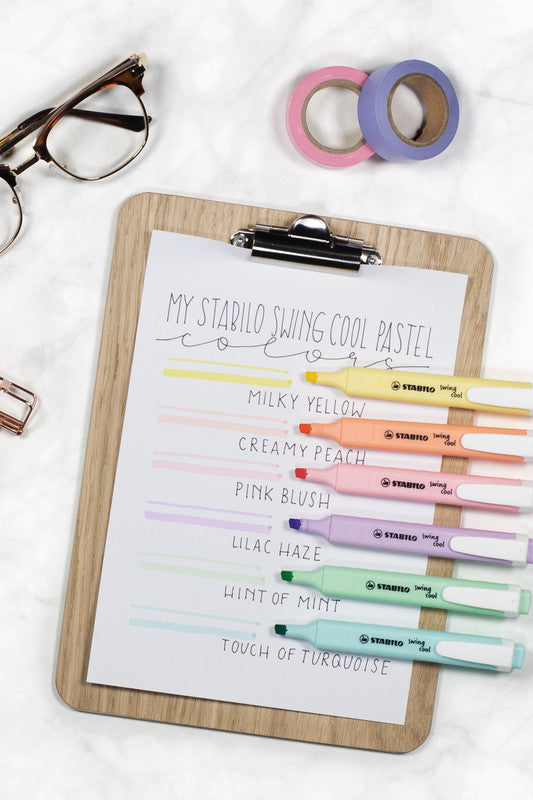 STABILO swing cool Pastel Edition Textmarker – 4er Set, Farben: Minze/Rosa/Lila …, Keilspitze 1–4 mm