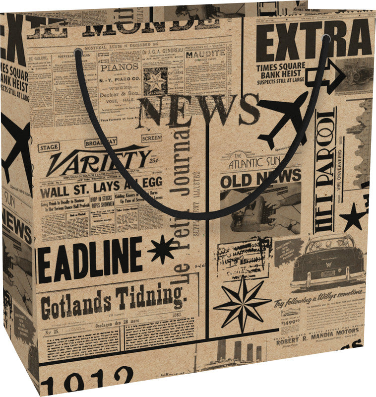 Braun + company Tragetasche – News – kompostierbar, ohne Kunststofffolie – 200 × 210 × 80 mm