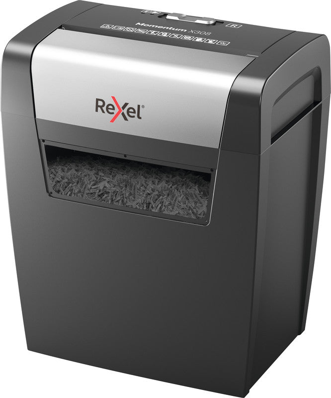 Rexel Momentum X308 – Aktenvernichter, DIN P-3, Partikelschnitt 5 × 42 mm, 8 Blatt, 15 l, A4