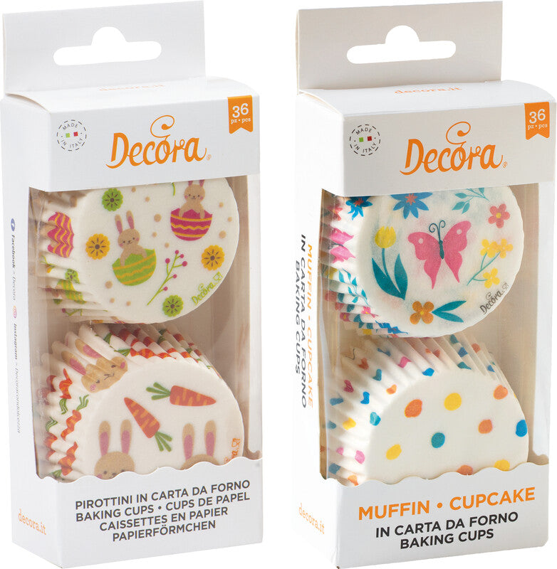 Decora Backförmchen Frühling – ofenfest, hitzebeständig bis +220 °C – Papier – mehrfarbig – 36 Stück