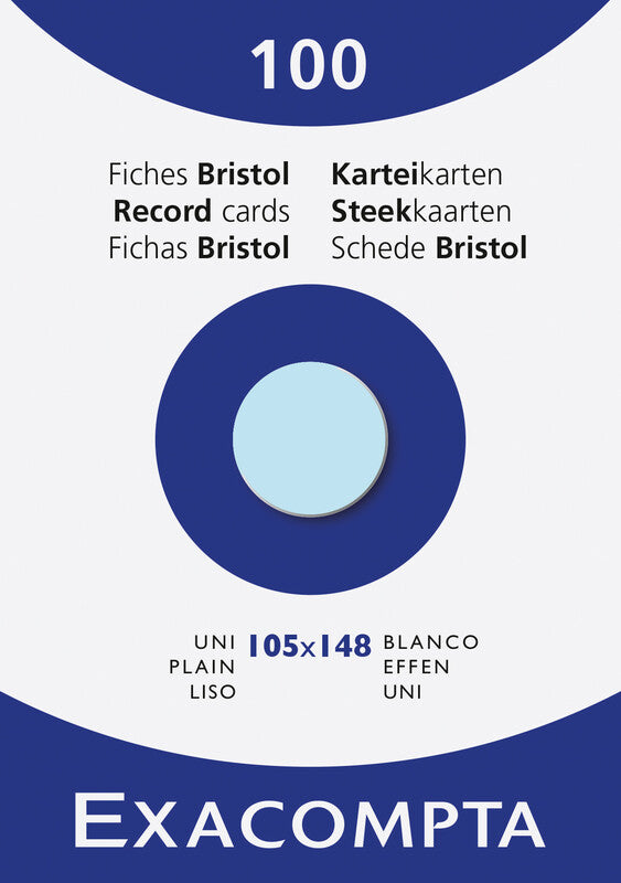 Exacompta Karteikarte A6 quer, blanko, blau, 205 g/m², Karteikarton – 100 Stück