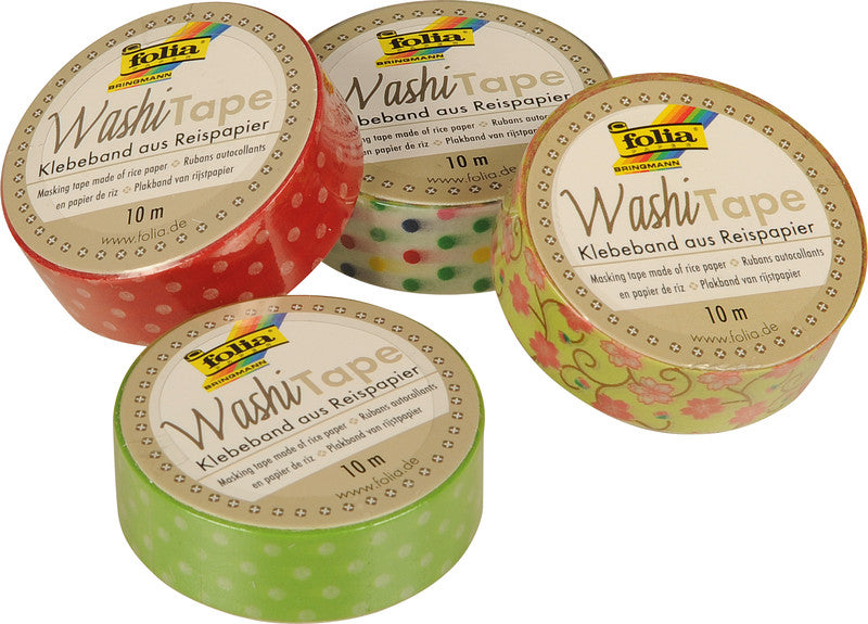 Folia Washi Tape – wiederablösbar, beschriftbar, Papier, 15 mm × 10 m, blaue Blütenranke