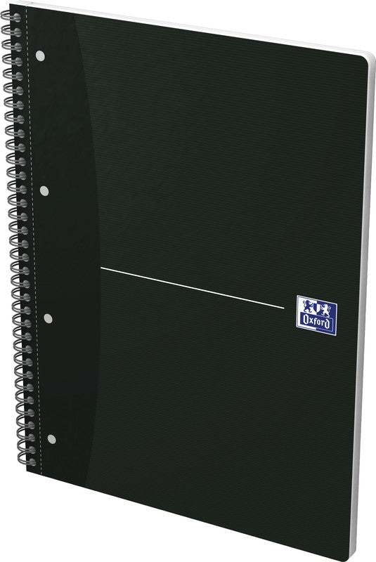 Oxford Collegeblock, liniert, Spiralbindung, Karton, 70 Blatt, perforiert, 4-fach gelocht, 90 g/m² – schwarz