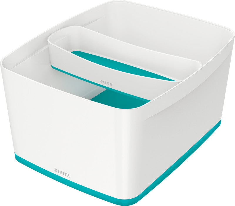 Leitz Aufbewahrungsbox MyBox – Kunststoff, weiss/eisblau, 31,8 × 19,8 × 38,5 cm – 1er-Pack