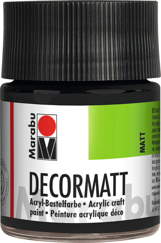 Marabu Decormatt – Acrylfarbe – Schwarz, Samtmatt, 50 ml