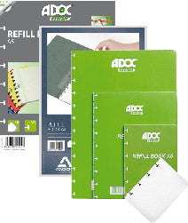Adoc Notizbuch-Einlagen A5, kariert 4 mm, spezielle Perforierung, 90 g/m² – 72 Blatt
