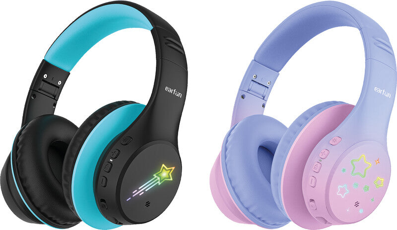Earfun K4 Kinderkopfhörer – On-Ear, Kabel + BT, 3,5 mm Klinke, 94 dB Lautstärke-Limit, Violett