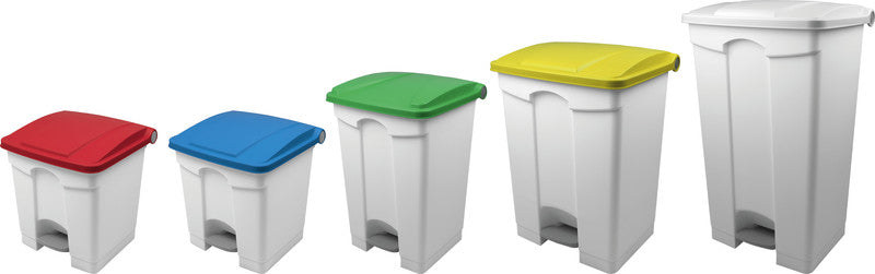Helit Abfallcontainer the step – 90 l – mit Deckel – Kunststoff, weiss – B × H × T 500 × 830 × 410 mm