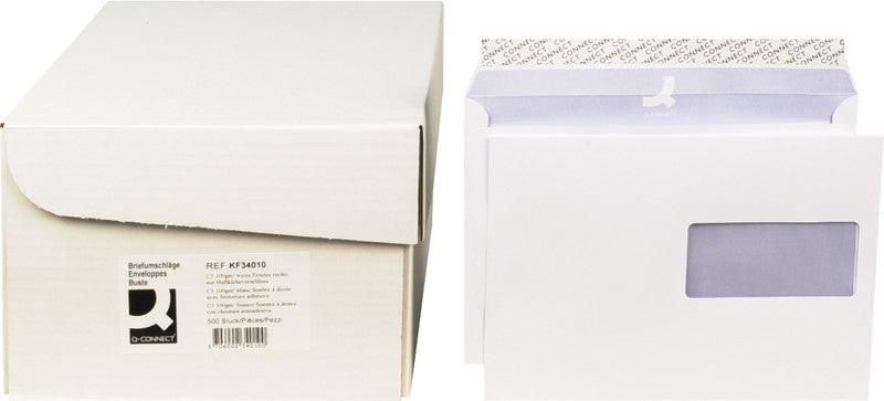 Q-CONNECT Couvert C5/6, ohne Fenster, selbstklebend, weiss, 100 g/m², mit Innendruck – 500 Stk.