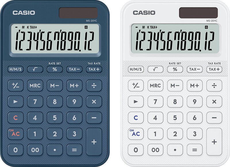 Casio Tischrechner MS-20YC – 12-stellig – Solar/Batterie – Weiss