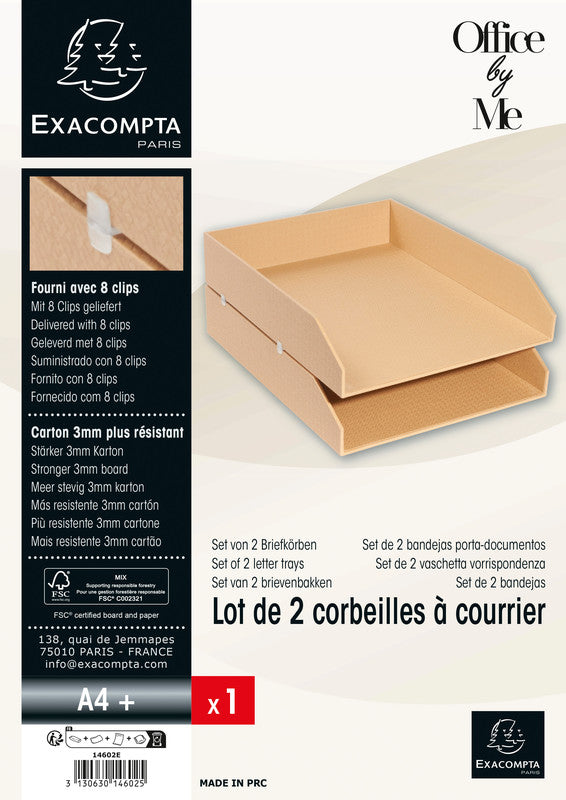 Exacompta Office by Me – Briefkorb-Set für A4+, Recycling-Karton, Beige