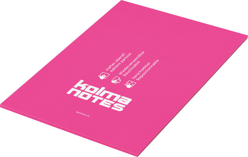 Kolma Haftnotizen – 148×210 mm – Neonpink, 50 Blatt, elektrostatisch, Kunststoff, recyclingfähig