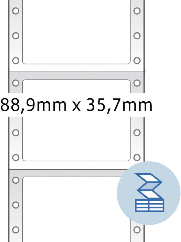 HERMA Endlos-Etiketten 88,9 × 35,7 mm – permanent haftend – Punktmatrix – 2'000 Stk. – querperforiert