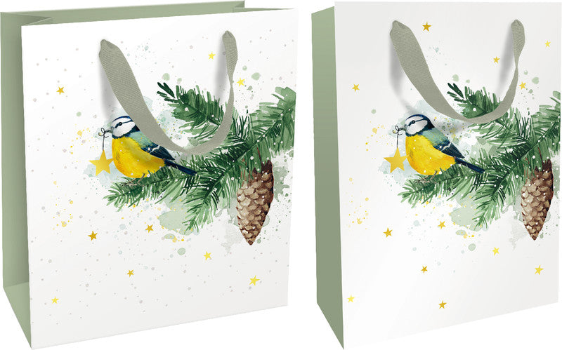Braun + company Geschenktasche – Wintermeise – matt kaschiert, Ripsband – 180 × 210 × 80 mm