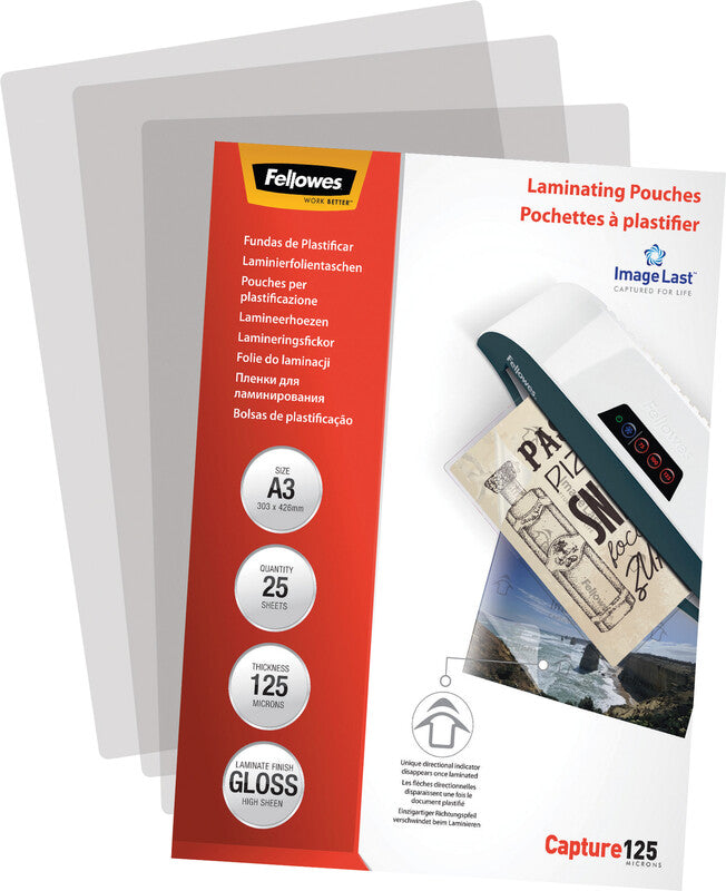 Fellowes Laminierfolien A3 – 125 µm, glänzend, 25 Stück