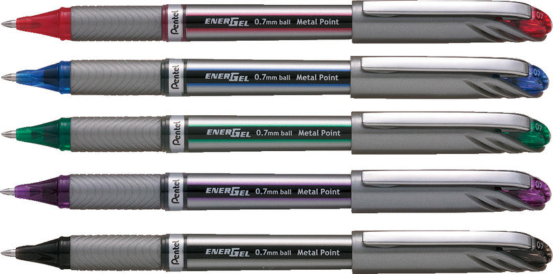 Pentel EnerGel Plus – Tintenroller, mit Kappe, 0,7 mm, Rot, für Linkshänder