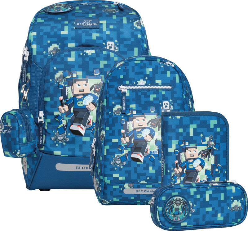 Beckmann Active Air Flx – Schulrucksack-Set 6-teilig, Spider Escape, 20–25 l, 26×39×22 cm, mit Wendetasche