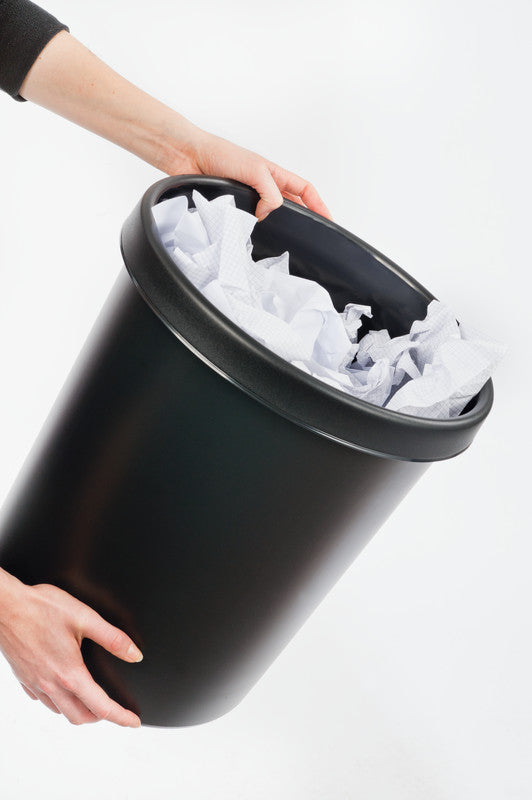 Helit Papierkorb the german – 18 l – Kunststoff, schwarz – Ø 315 × H 331 mm, schlagfest