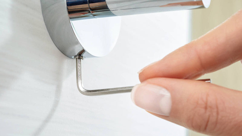 TESA WC-Garnitur Smooz – Edelstahl/Glas, Weiss, selbstklebend, 13,5 × 9,5 × 39,5 cm