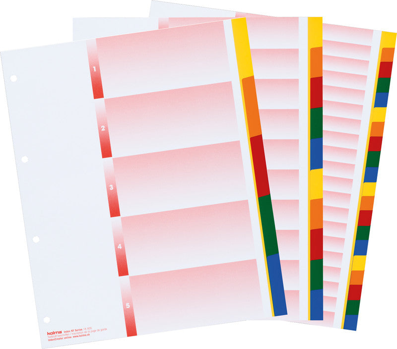 KolmaFlex XL Register – Vollformat überbreit, 20-teilig, PP, farbig, unbedruckt – für Zeigebuchtaschen