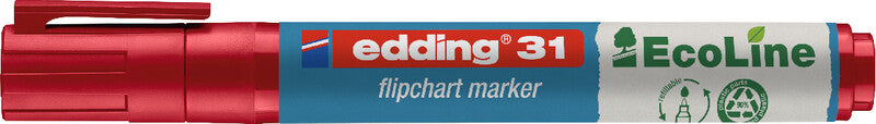 Edding Flipchart-Marker 31 EcoLine – Rundspitze 1,5-3 mm – Rot – Nachfüllbar