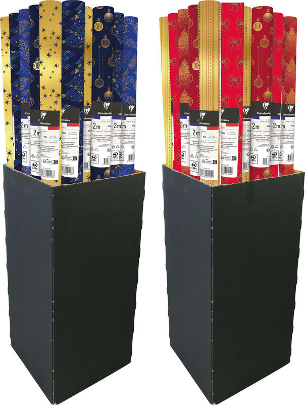 Clairefontaine Azurite Gestrichenes Geschenkpapier – 70 cm × 2 m – 80 g/m² – Weihnachten
