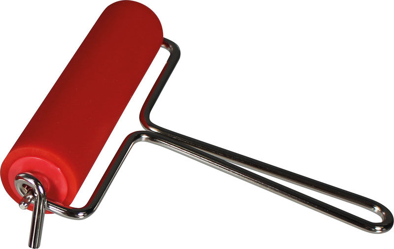 Abig Linolwalze 120 mm × Ø 30 mm, Kunststoff/Stahl, Rot – für Linolschnitt