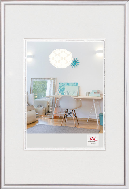 Walther Design Wechselrahmen New Lifestyle, Kunststoff, Silber, 13 × 18 cm, mit Aufsteller und Aufhänger