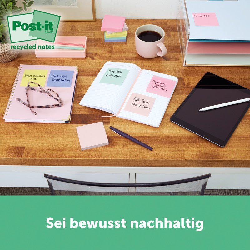 Post-it Haftnotizen Super Sticky – 47,6×47,6 mm – sortiert, 12×70 Blatt, PEFC