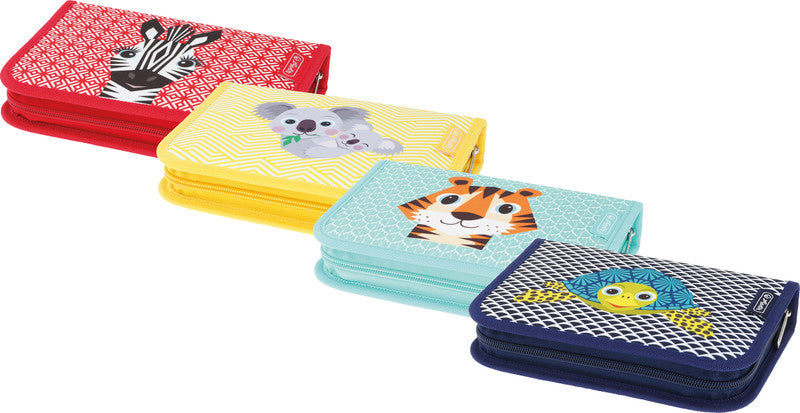 Herlitz Cute Animals Etui 2-fach, gefüllt, 31-teilig – Turtle – Kunststoff – 20,3 × 3,5 × 14,0 cm