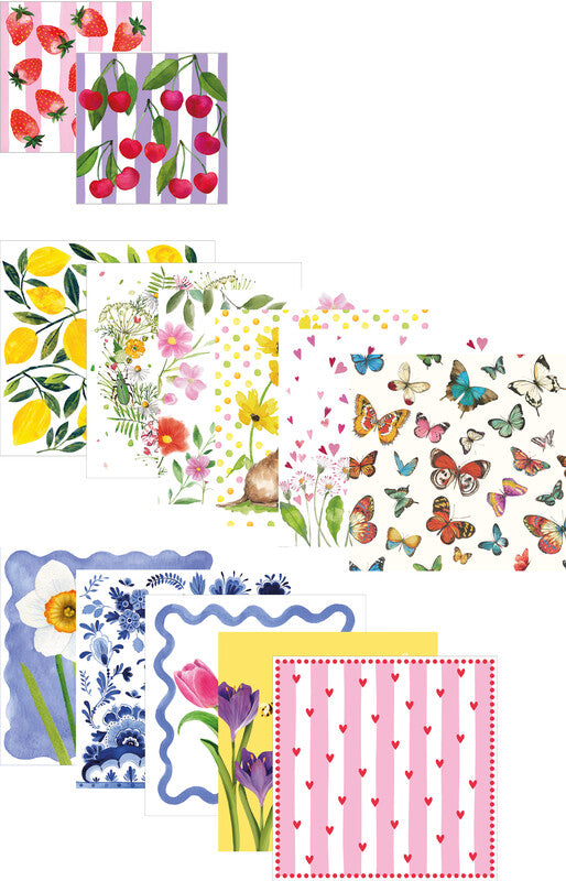 Ppd Servietten Frühling – mehrfarbig – 33 × 33 cm, 3-lagig, Viertelfalz – 20 Stück