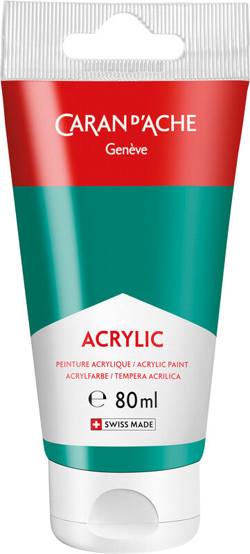 Caran d-Ache Caran d'Ache Acrylfarbe – Smaragdgrün, deckend, lichtecht – 80 ml, Tube – für Leinwand, Stoff, Holz