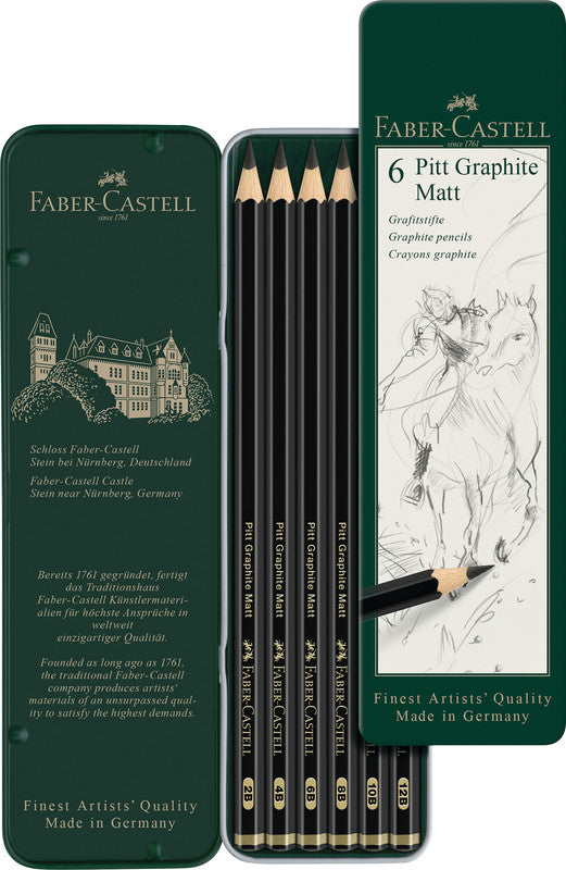 Faber-Castell PITT GRAPHITE Matt Graphit-Set, verschiedene Härten, Box – 5-teilig
