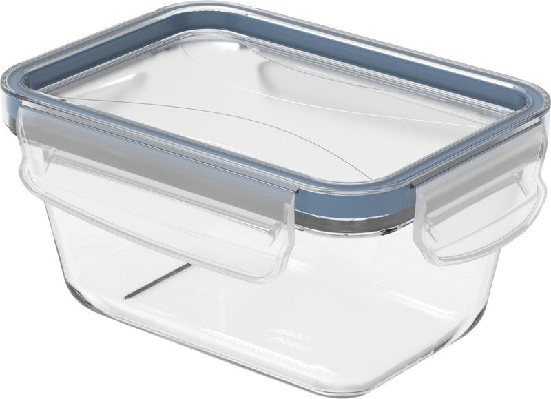 Rotho Glasbehälter Clic & Lock – 0,5 l – eckig – 16 × 7,8 × 12 cm – Borosilikatglas – transparent