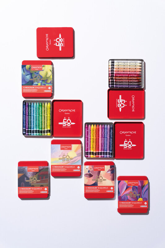 Caran d-Ache Caran d'Ache – Neocolor II – Wachsmalkreiden – Set – 10 Farben, Sonderedition in Metallschachtel