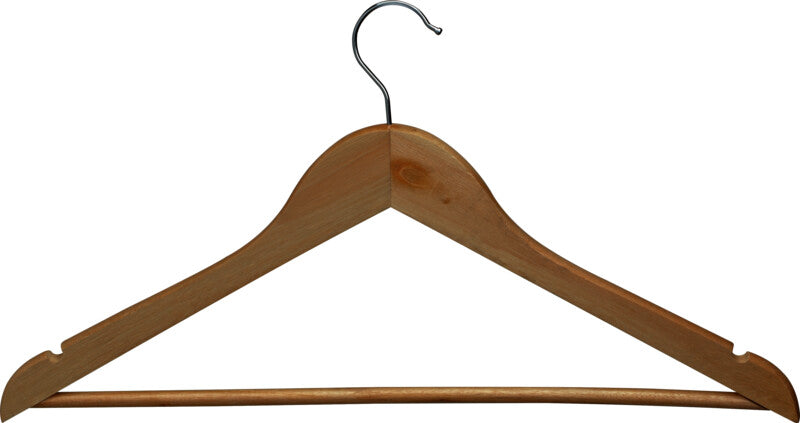 MAUL Kleiderbügel – Buchenholz, Braun, 45 × 23,5 × 1,2 cm – 8er-Pack