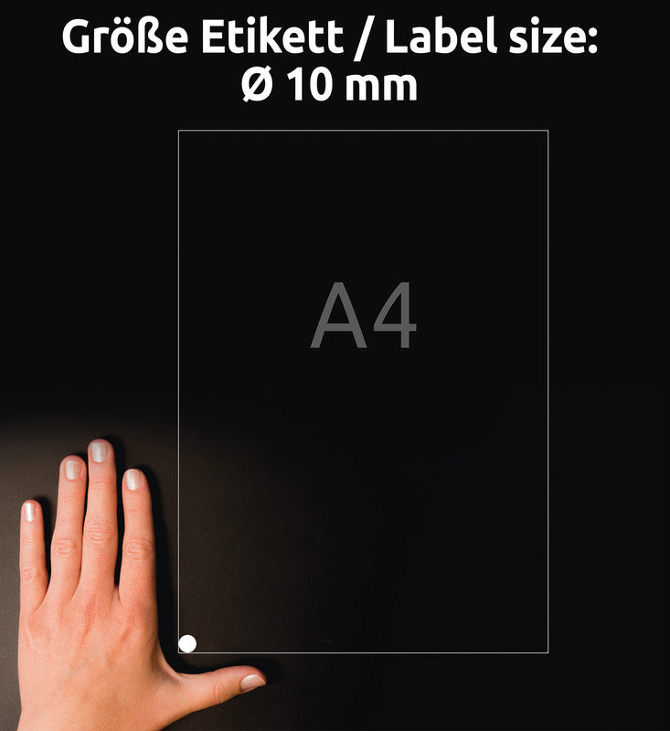 Avery Etiketten, Ø 10 mm, weiss, Papier, wiederablösbar, Packung 10 Blatt (3'150 Etiketten)