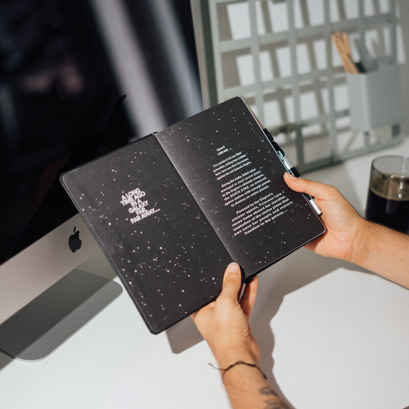 Star Wars Notizbuch – A5 – blanko – Fadenheftung, Stiftschlaufe, Einstecktasche, schwarz