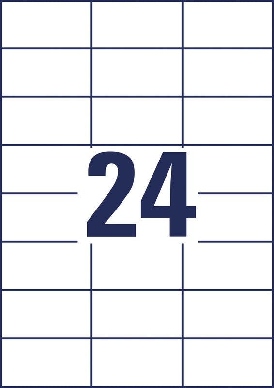 Avery Etiketten, 70 mm × 37 mm, weiss, Papier, permanent, 65 Blatt (1560 Etiketten)