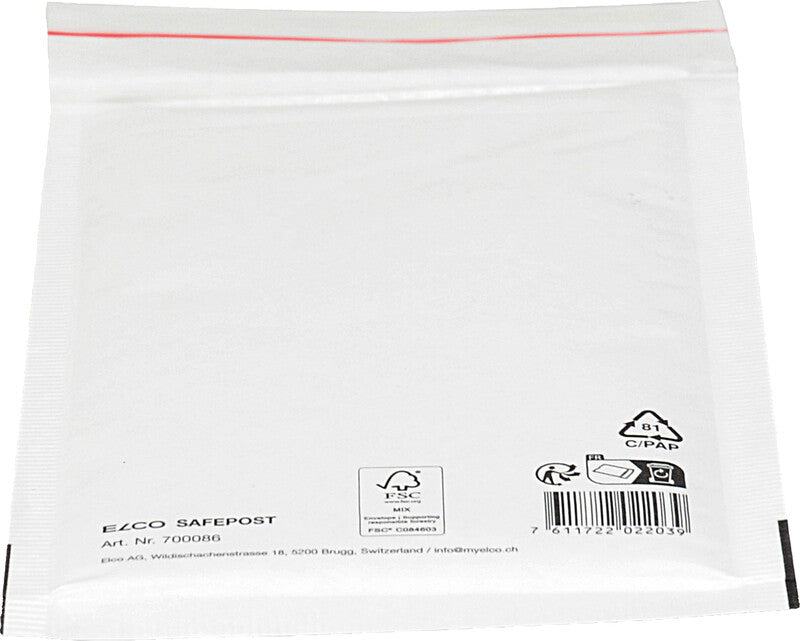 Elco Luftpolstertasche – 220 × 260 mm, weiss, selbstklebend